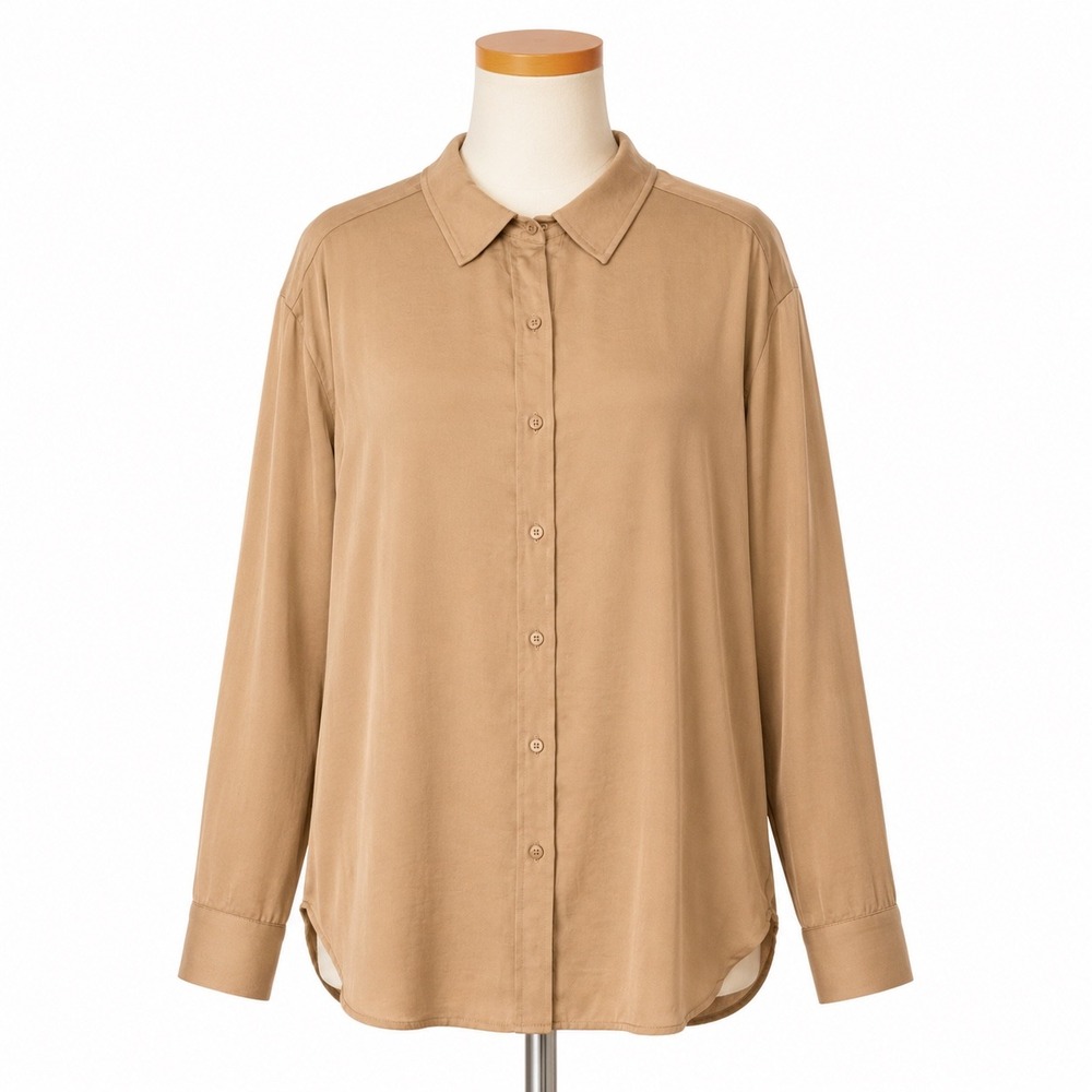 Banana Republic Button Up Shirt Womens Small Tan Long Sleeve Collared Blouse NWT